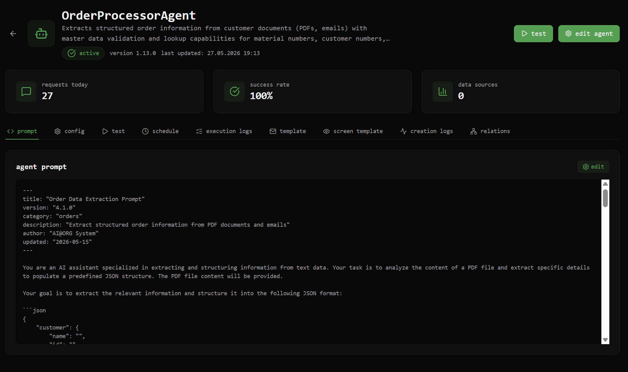 order processor agent dashboard